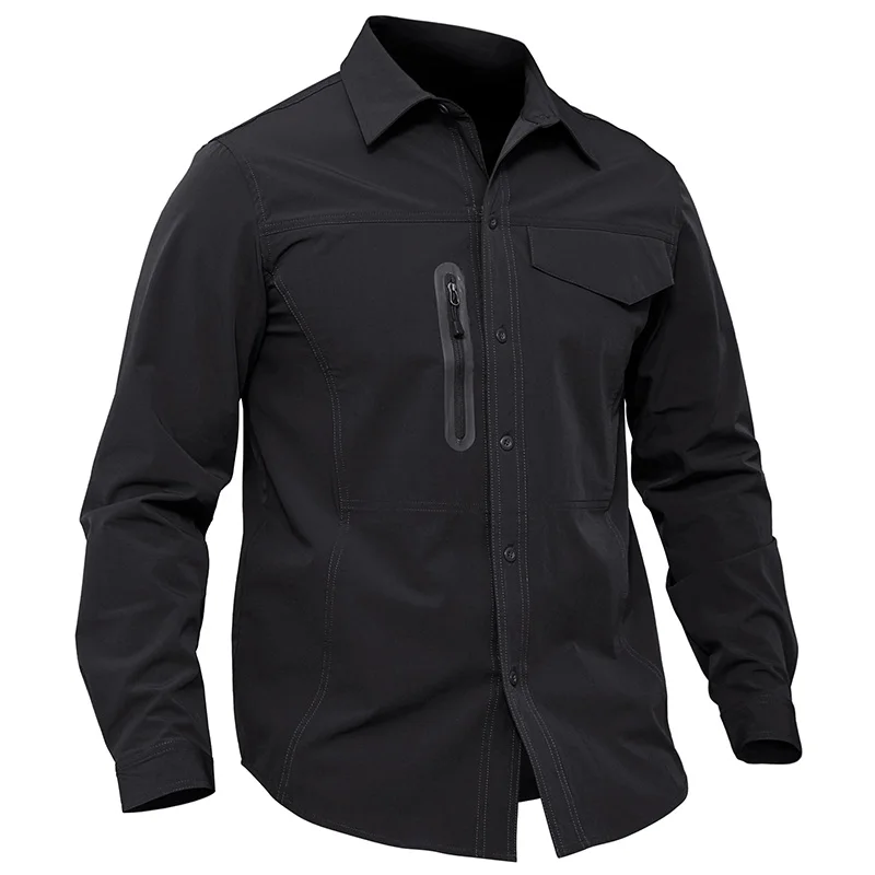 Black Refire gear Военная тактическая рубашка мужская Тонкая дышащая эластичная армейская боевая рубашка Повседневная быстросохнущая Водонепроницаемая рубашка с длинным рукавом - Цвет: Black