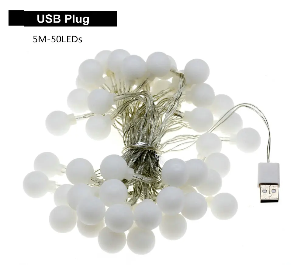 1 м 2 м 5 м 10 м светодиодный Сказочный шар гирлянды теплый белый USB/батарея работает для рождественской елки свадьбы украшения дома