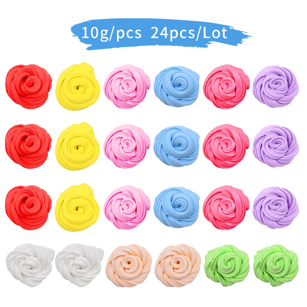 24 шт. пушистые слизи игрушки глиняные хлопковые конфеты слизь антистресс детская
