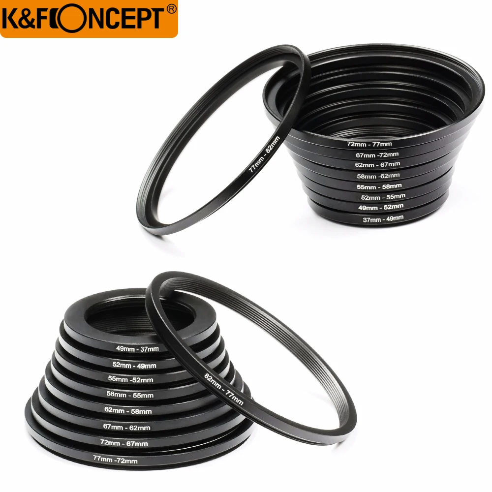 K& F концепция 18 шт. фильтр объектива камеры шаг вверх и вниз переходное кольцо Набор 37-82 мм 82-37 мм для Canon Nikon DSLR