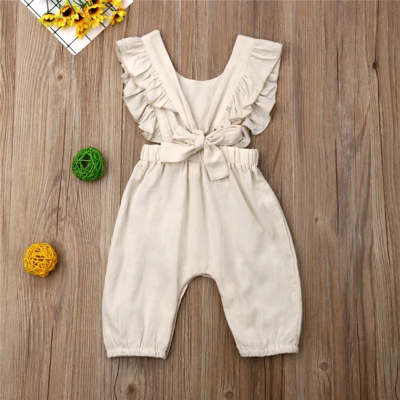 Детская одежда для маленьких девочек Летний комбинезон с рюшами и