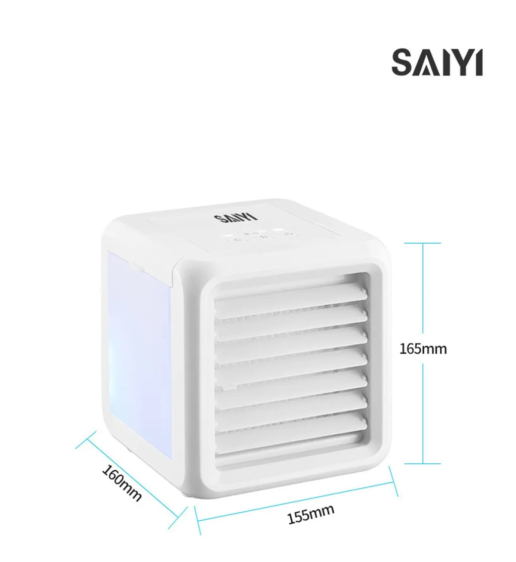

able Small Fan Air Cooling System Household Office Lighting LED Air Cooler Desktop mini mini fan humidifier USB cooling fan