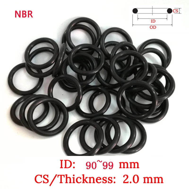 

CS 2.0mm ID 90.0-99.0mm Plastic O-Ring NBR Gasket Fluoro Rubber oil waterproof seal film gasket Silicone Ring black color