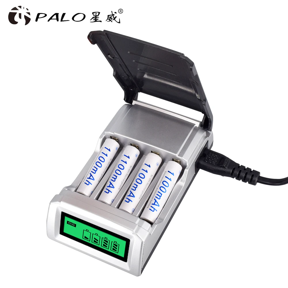 4 слота lcd умное зарядное устройство для аккумуляторов AA/AAA+ 4 шт AA 3000mah+ 4 шт AAA1100mah Nimh аккумуляторы
