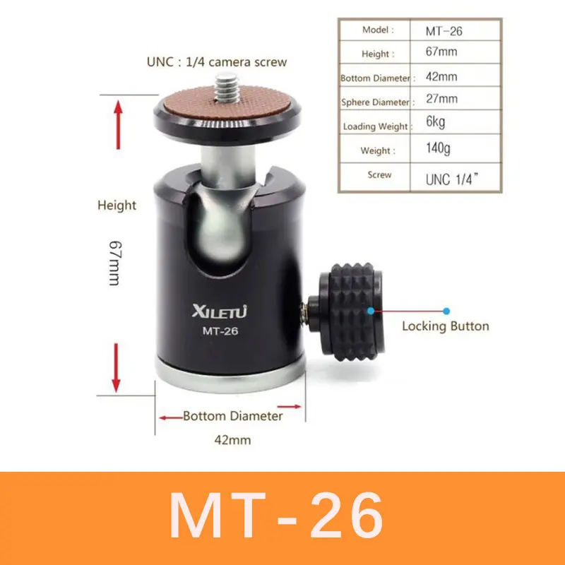 kit 2 MT26+ XT15 Настольный кронштейн с высоким подшипником мини настольный штатив и шаровая Головка для DSLR камеры беззеркальная камера смартфон Gopro - Цвет: kit 2