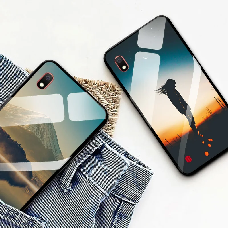 Tempered Glass Phone Case For Samsung A10 A30 A40 A405F Cover A50 A70 A705 Cool Lion Soft Edge Bags M20 |