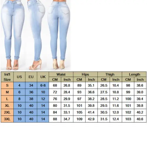 

Women Pencil Stretch Casual Denim Skinny Jeans Pants High Waist Jeans Trousers