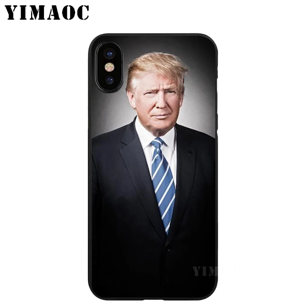 YIMAOC Donald John Trump Soft TPU Black Silicone Case for iPhone X or 10 8 7 6 6S Plus 5 5S SE Xr Xs Max |