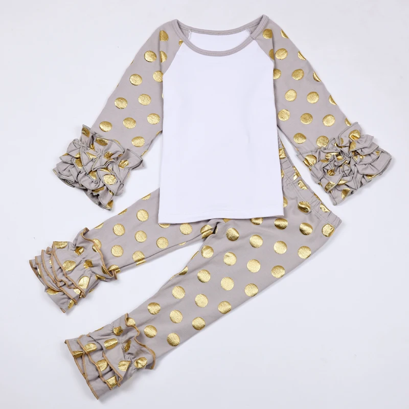 Рождественский новогодний наряд для девочек комплект в Золотой горошек зимняя
