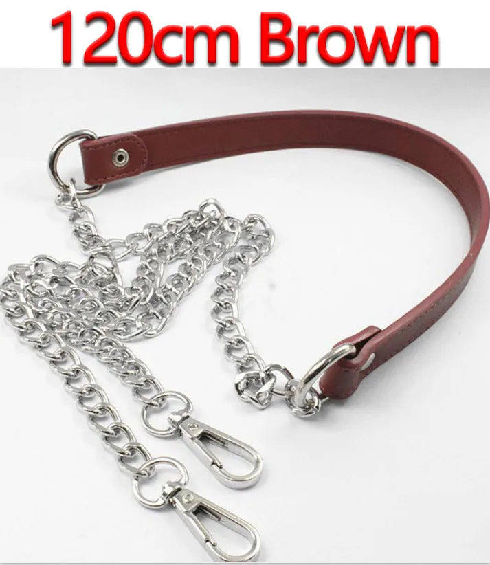 DIY 70 см, 100 см, 120 см металлические серебристые цепочки сменные ремешки для сумок, сумок, кошельков с ручками и ремнем из искусственной кожи - Цвет: 120cm Brown