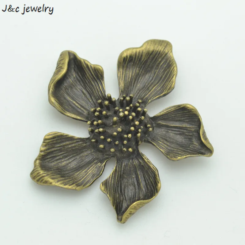 Оптовая продажа 2 предмета металлический античный бронзовый цветок Подвески