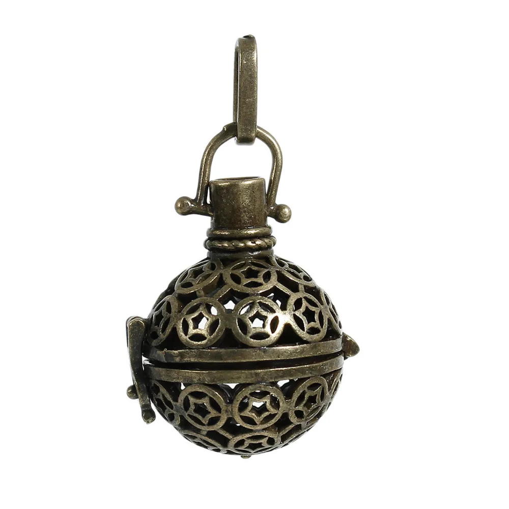 DoreenBeads Медь коробочка для пожеланий из Кулоны нержавеющей стали Круглый Резной в