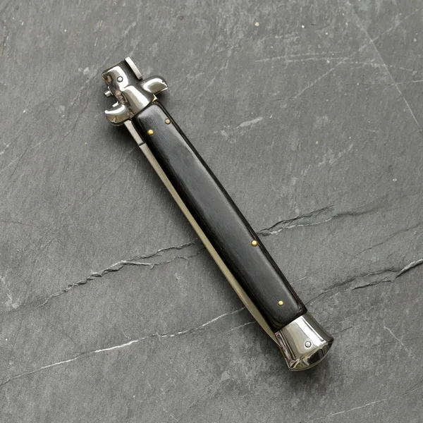 Black handle Итальянский 1" Крестный отец стилет портативный AKC Складной нож 440C стальной деревянной ручкой Открытый охотничий Защитный Тактические Ножи Инструменты - Цвет: Black handle