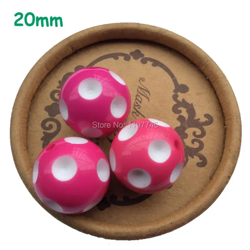 

Hot Pink Round Resin Chunky Polka Dot Gumball Beads Loose Spacer Beads For DIY Bracelet Jewelry Making 100pcs 20mm