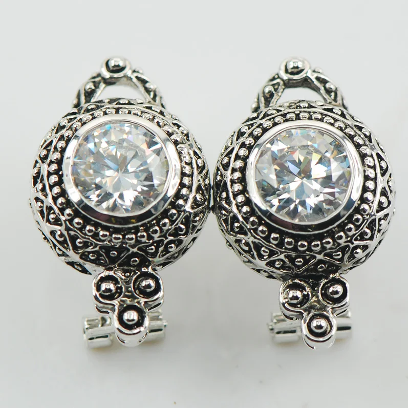 

New White Crystal Zircon Woman 925 Sterling Silver Crystal Earrings TE517