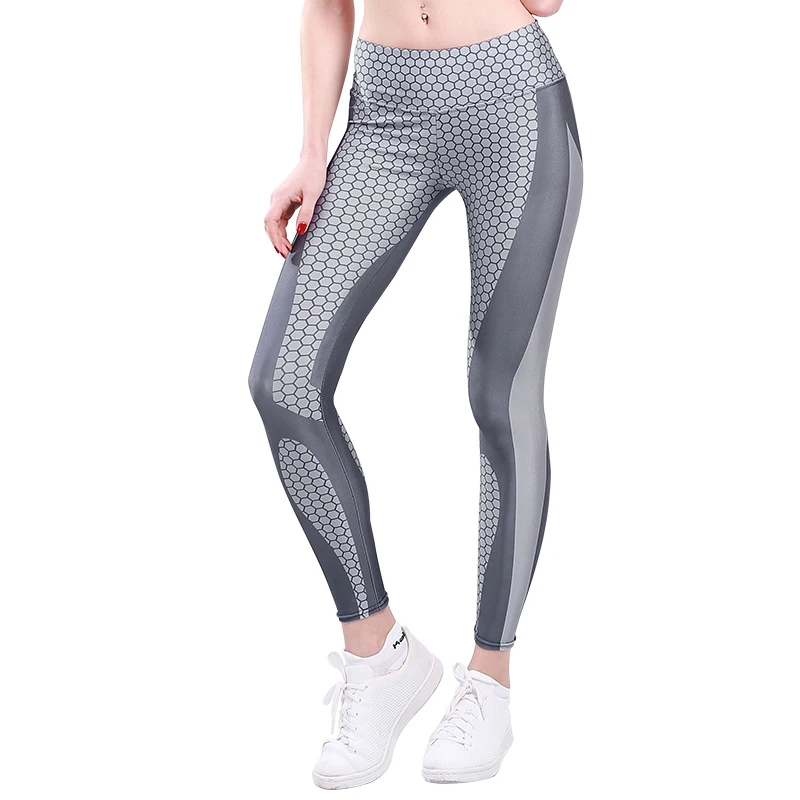 Женские леггинсы с принтом в виде сот модные высокой талией и 3D Цифровым