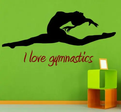 

New arrival I love gymnastics, dance room gymnastics room beautiful wall stickers decals