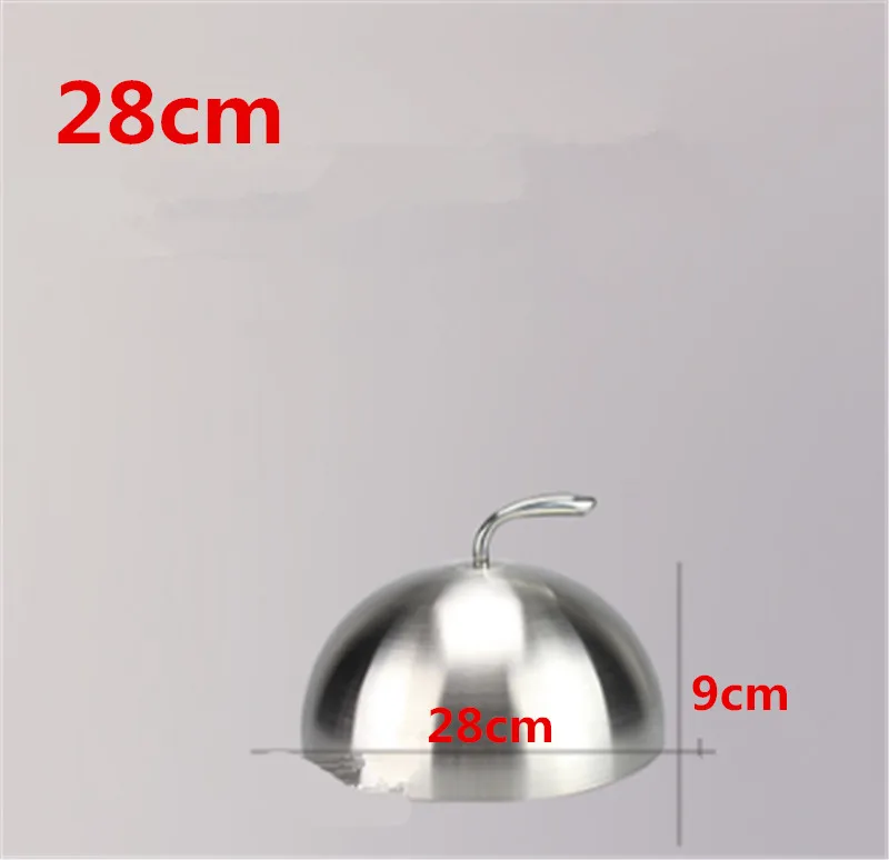 silver 28xH9cm Крышка из нержавеющей стали, круглая Золотая Крышка для стейка, западный стиль, без магнита, крышка для сковороды, повышающая рост, Корейская Крышка для барбекю, котелок для барбекю - Цвет: silver 28xH9cm