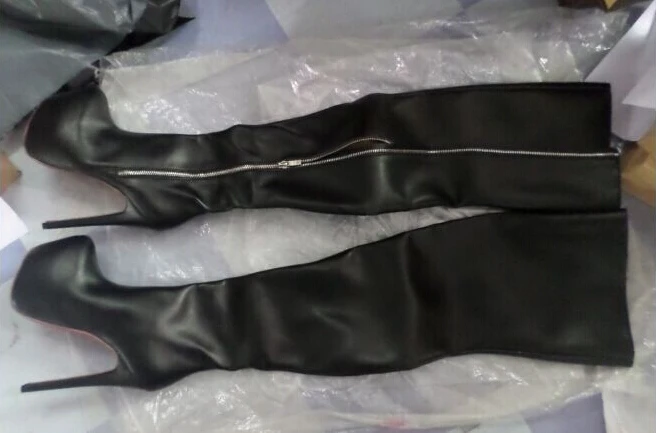 Hot Sale Shoes Women Round Toe Black Red Leather Boots Thigh High Ladies Heels Cowboy Over The Knee Long | Обувь