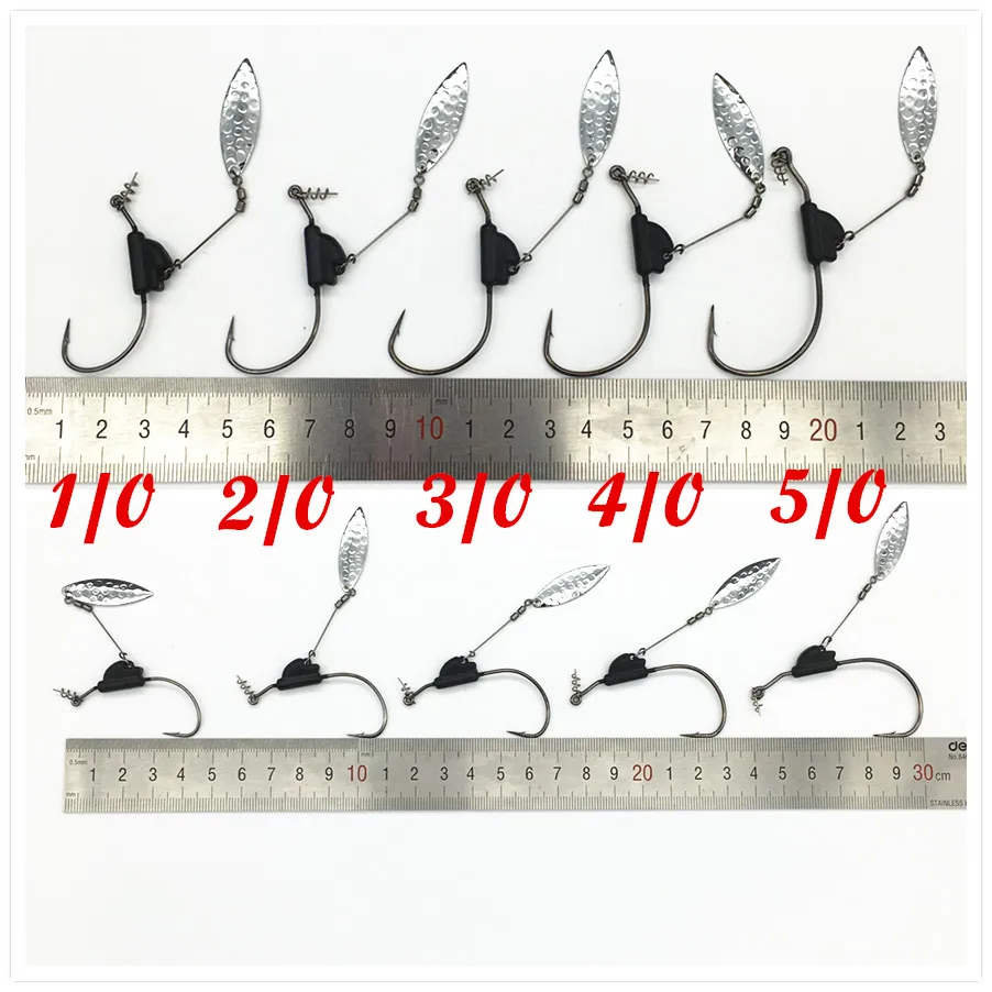 10Pcs*Crank Hook With the Lead Sinker Metal Spoon Sequins Weight Lure Spinner Soft Maggot Worm Hooks | Спорт и развлечения