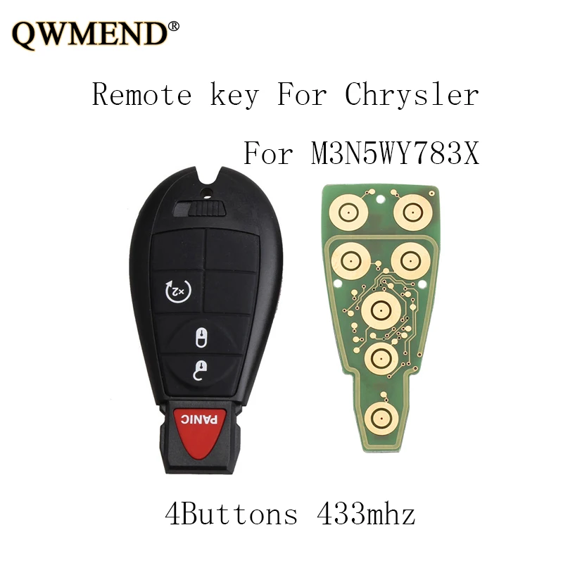 Qwmend 3+ 1 кнопки в комплекте пульт дистанционного ключа для Chrysler Jeep 2008 2009 2010 2011 2012 2013 433 МГц PCF7941 чип
