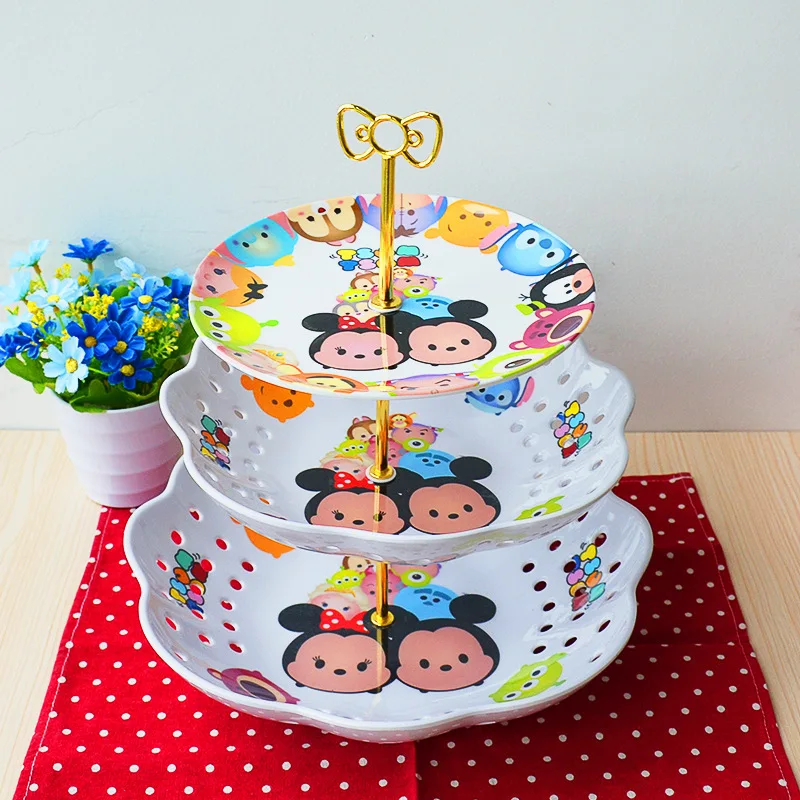 Рисунок «Hello Kitty» фруктов диск оригинальность чайный набор с подносом стол печенья закуска к чаю диск три слоя форма торта компот посуда - Цвет: layers of Mickey