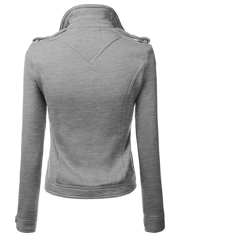 Женская одежда на осень-зиму femalejackets Новые однотонные молнии с длинными рукавами