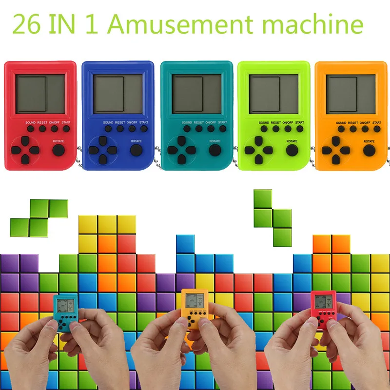 Встроенная 26 игр мини ретро тетрис ручная игровая машина консоль кулон для