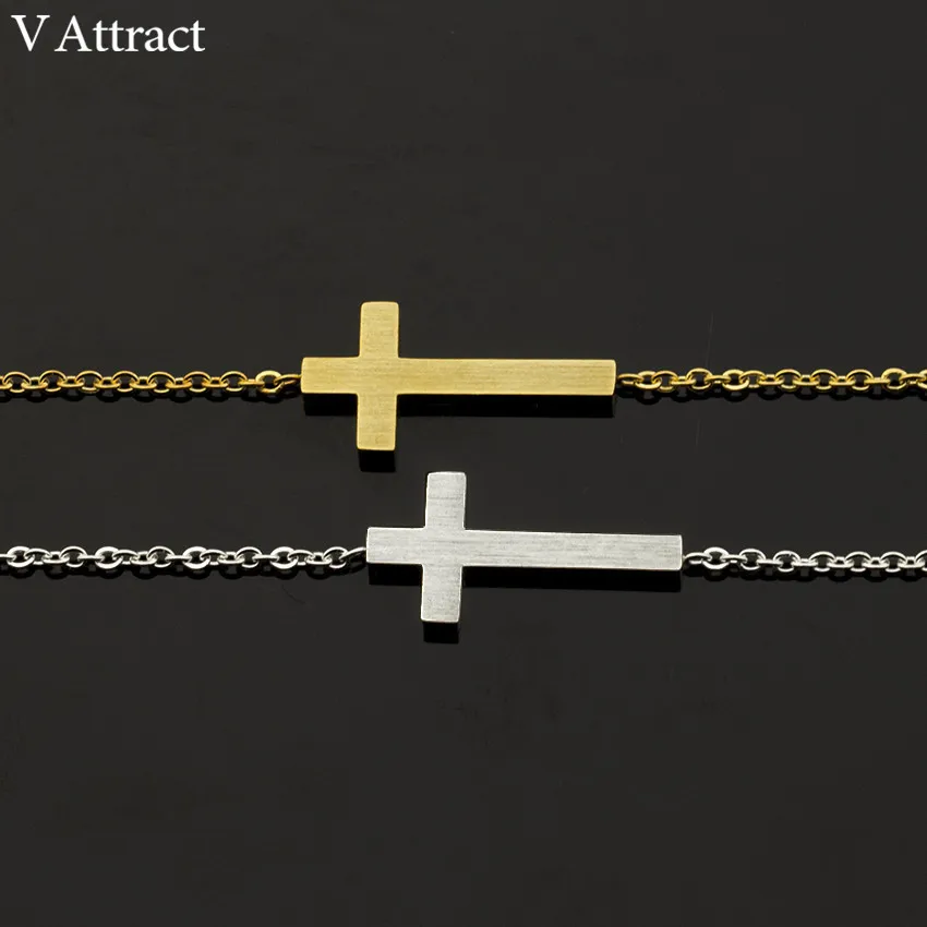 V привлечь минимализм Bijoux Femme крест-накрест крест браслет Для женщин Для мужчин Jewelry цвета: золотистый, серебристый Нержавеющая сталь Pulseira Masculina
