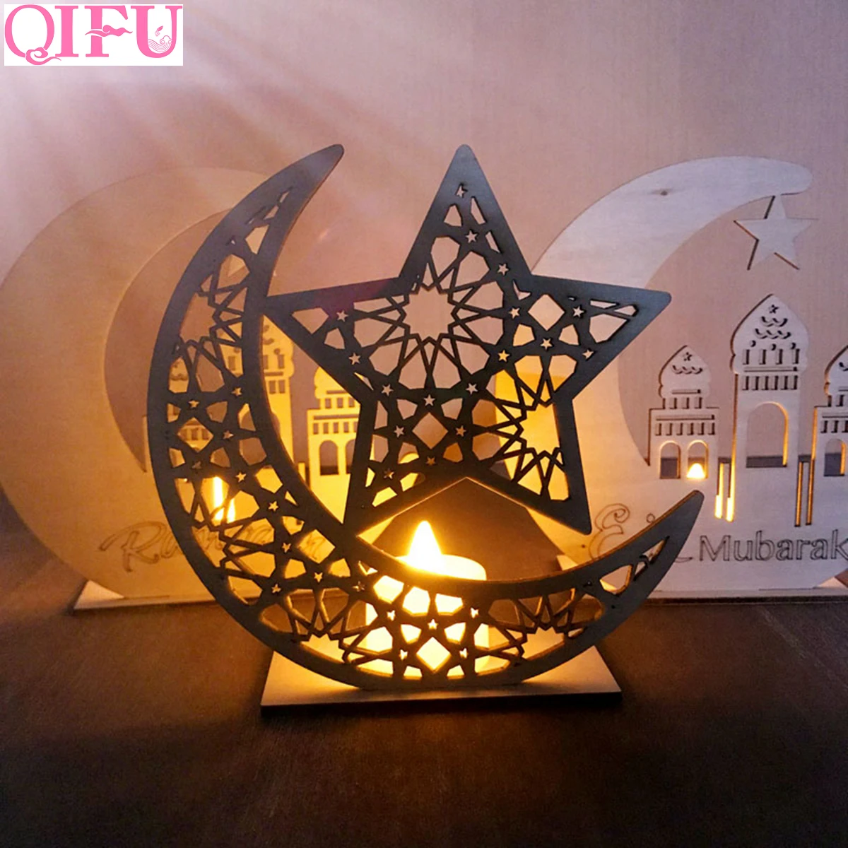 QIFU DIY Eid Деревянные Подвески Рамадан и Ид украшения подвесные ИД Мубарак Декор для