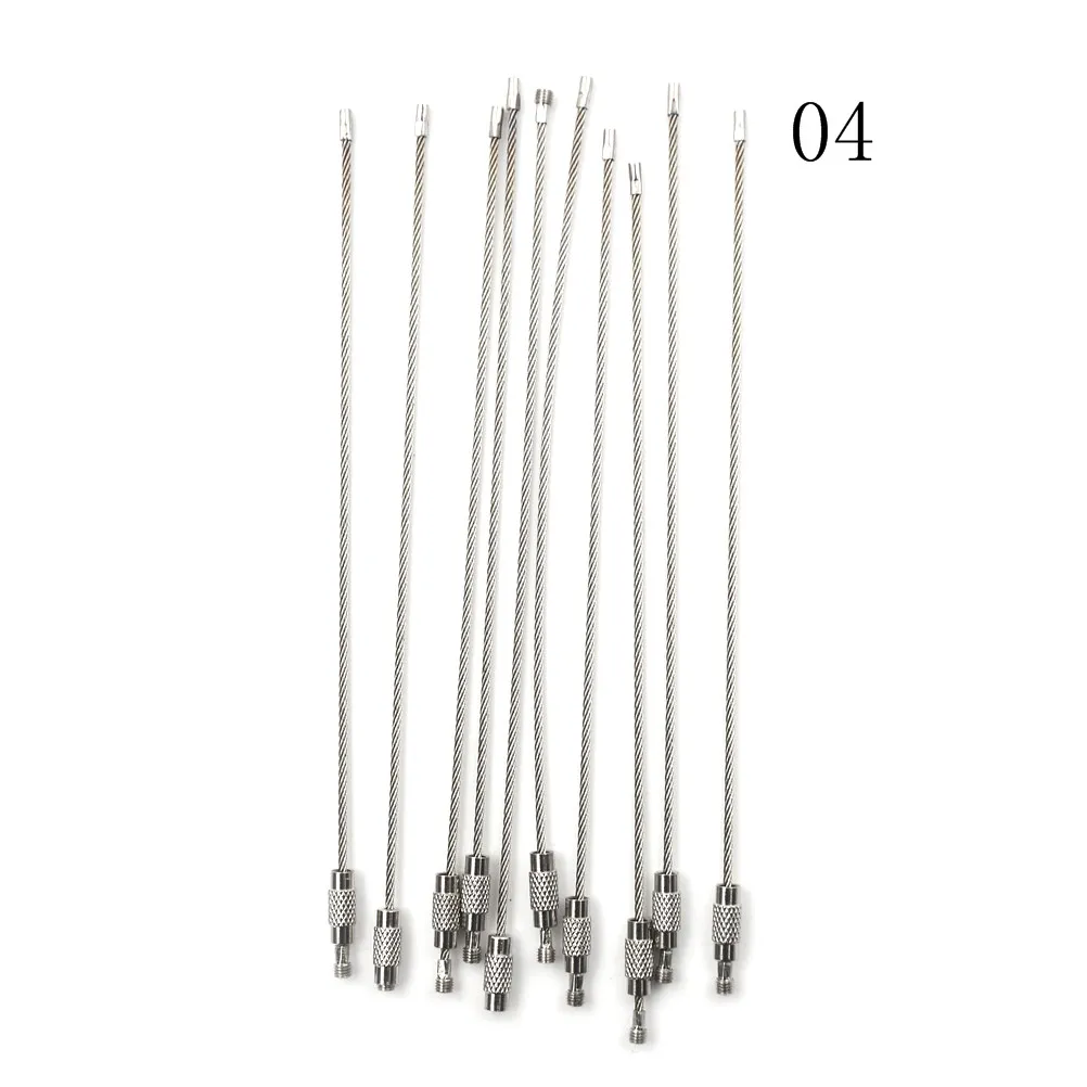 1-4 10pcs 5 шт. или 10 шт. брелок тег веревка проволока из нержавеющей стали кабель петля винт устройство блокировки Кольцо Брелок Круг лагерь подвесной инструмент - Цвет: 1-4 10pcs