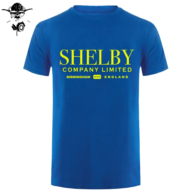 Shelby компания ограниченная вдохновленная Peaky blinds печатные футболки Топ тройник хлопок юморная Мужская футболка с круглым вырезом под горло черный стиль - Цвет: blue yellow
