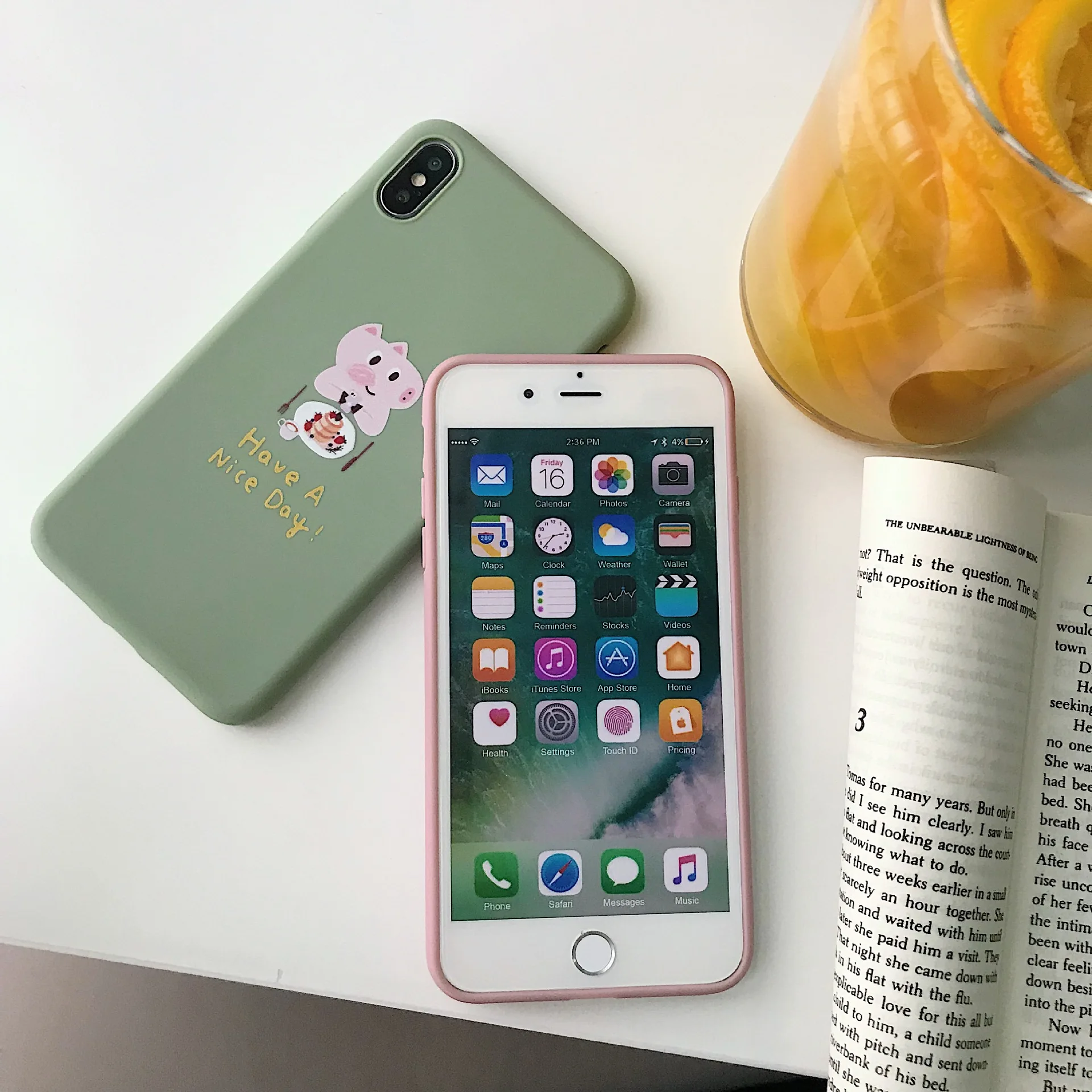 Cute Cartoon Pig&quotHave a Nice Day&quotPhone Case For iPhone X XR XS Max 6 6S 7 8 Plus Matte Soft Silicone Full Back Cover |