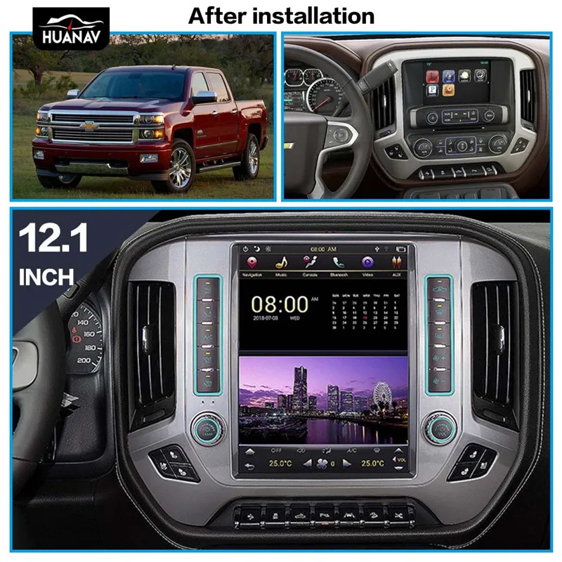 

Android 8.1 Tesla style Car DVD Player GPS Navigation For Chevrolet Silverado For GMC Sierra 2014+radio player stereo multimedia