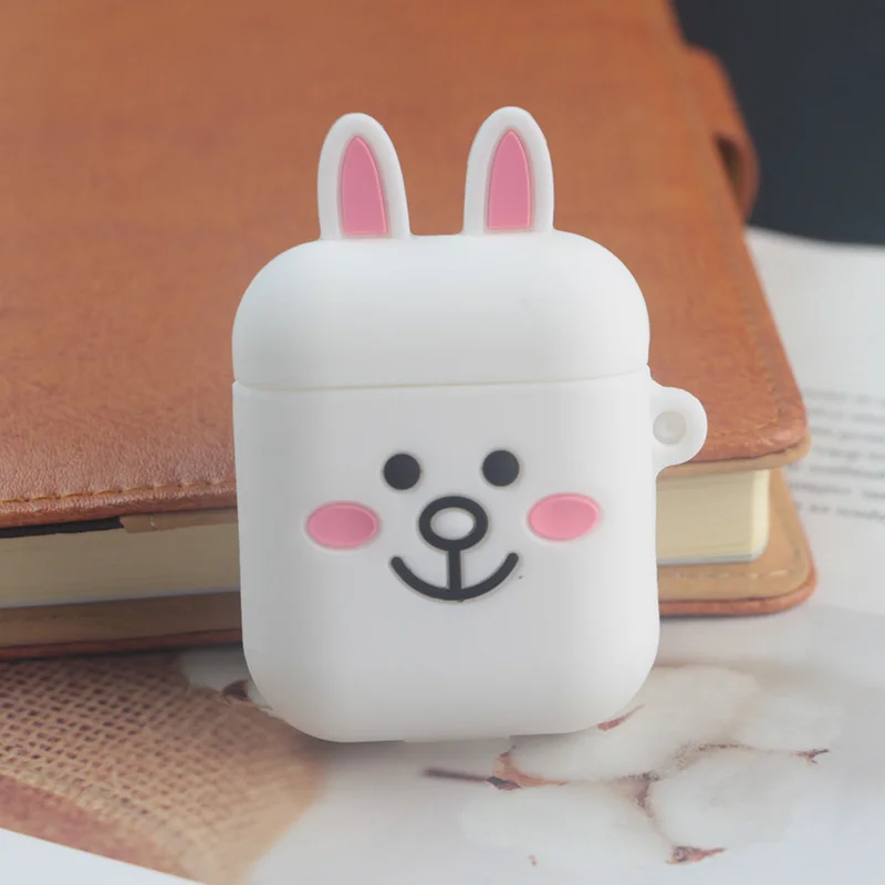 Rabbit Милый мультяшный чехол для AirPods, противоударный защитный силиконовый чехол для наушников Apple, аксессуары для зарядного устройства - Цвет: Rabbit