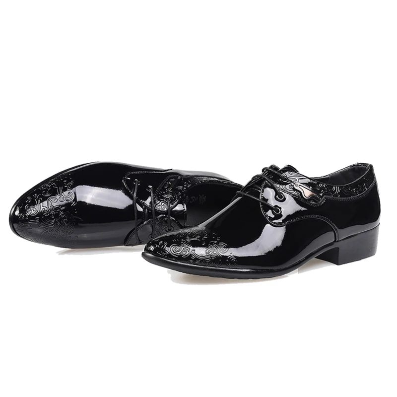 Мужские модельные туфли в британском стиле лакированная кожа простые на