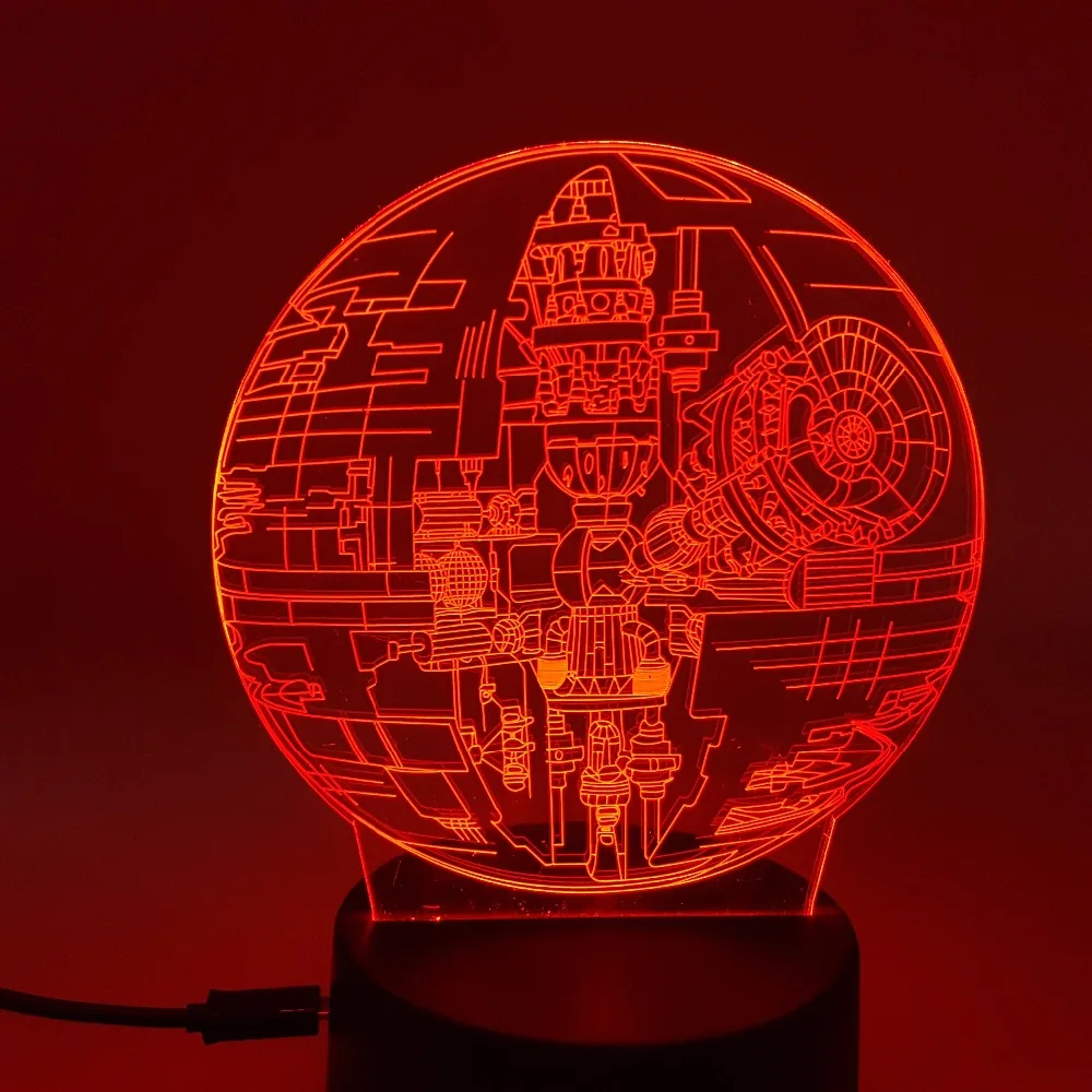 Экшн фигурка Death Star 3D ночники меняющие цвет 7 цветов светодиодный лампа модель