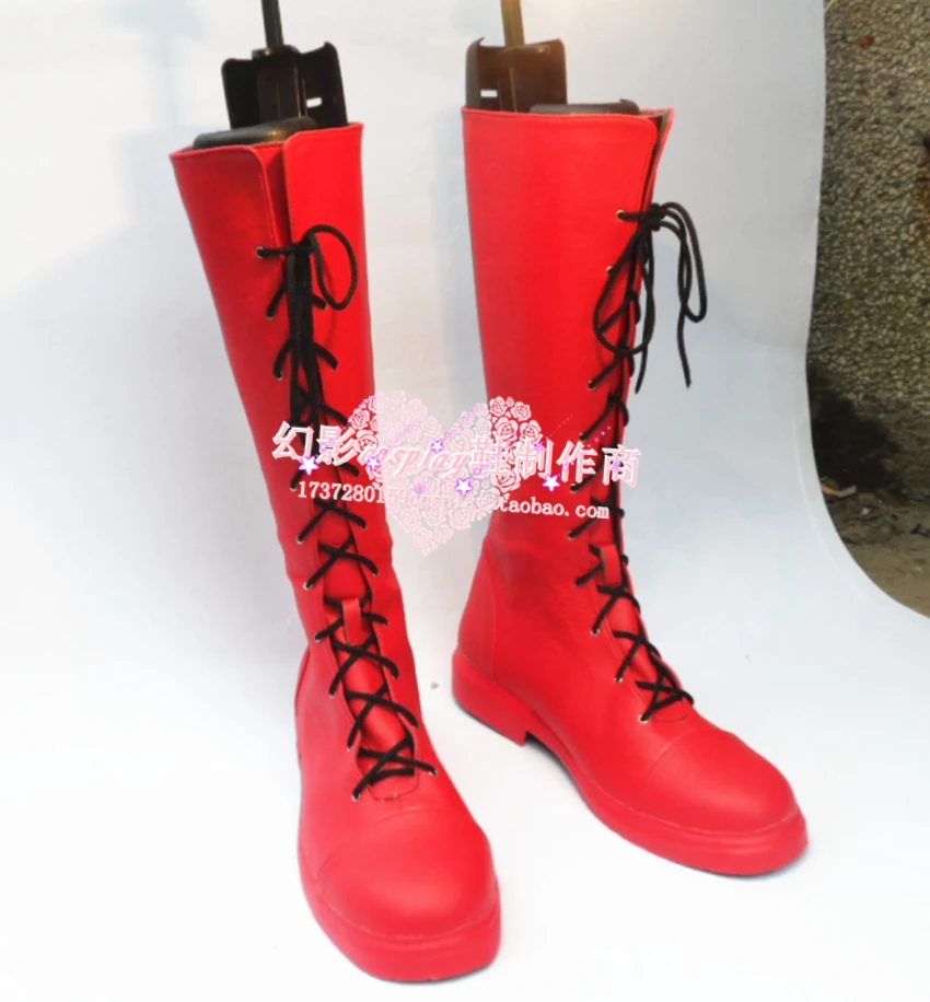 

Puella Magi Madoka Magica Kaname Madoka Red Halloween Long Cosplay Shoes Boots H016