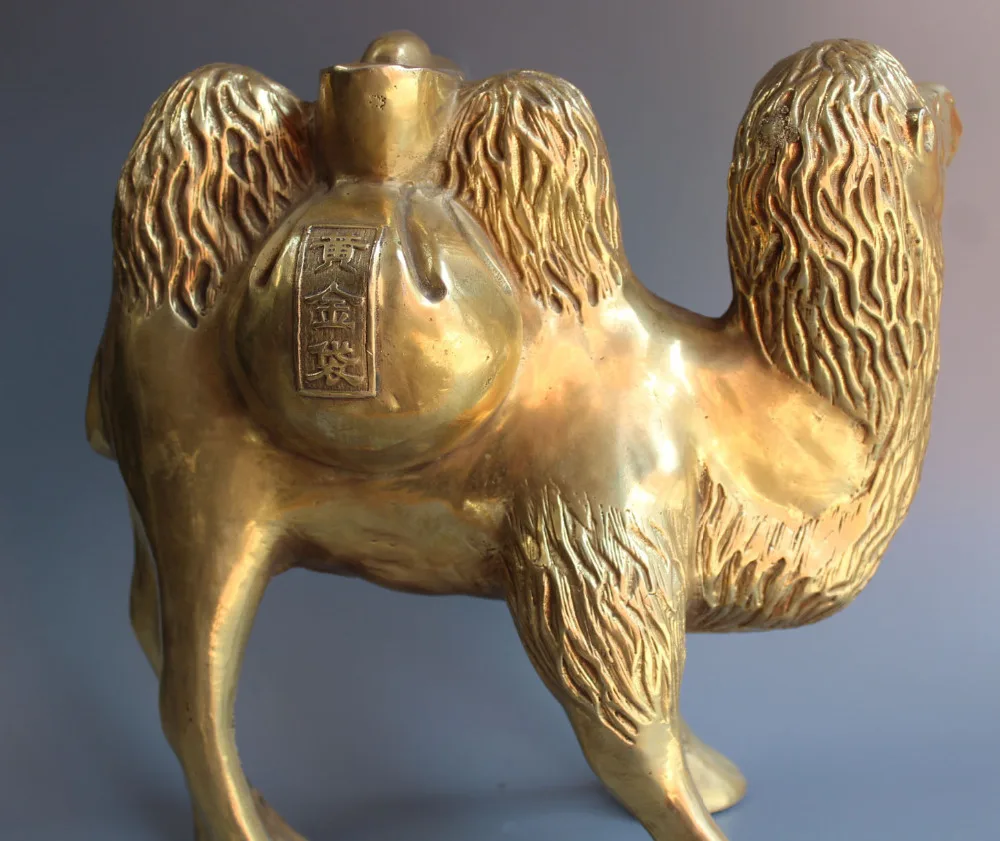 Фэншуй латунь богатство деньги благоприятная пустыня верблюд статуя лама | Дом и