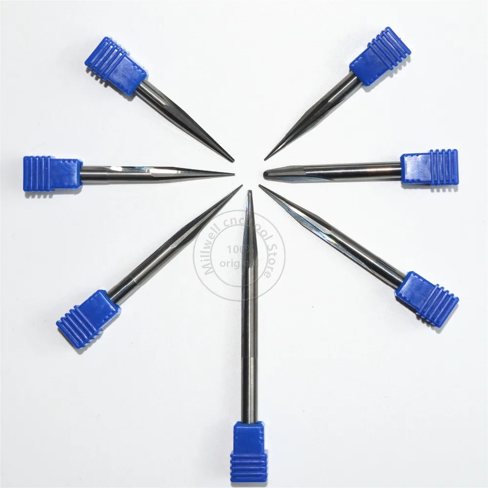6 мм shank-1PCS, ЧПУ карбида вольфрама Концевая фреза, деревообрабатывающие вставки фрезы, конические сферические концевые фрезы, глубокий рельеф, pvcMDF