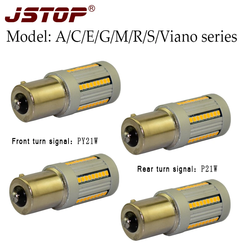 

JSTOP 4PCS/set A/C/E/G/M/R/S/Viano series led Turn Signal No Hyper Flash 12V P21W BAU15S PY21W canubs led Front Rear turn Lights