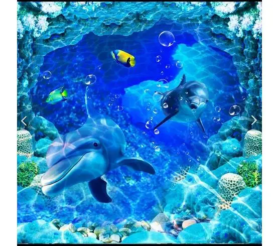 Настенные 3D-обои на заказ потолочные 3d-фрески с дельфинами морскими водными