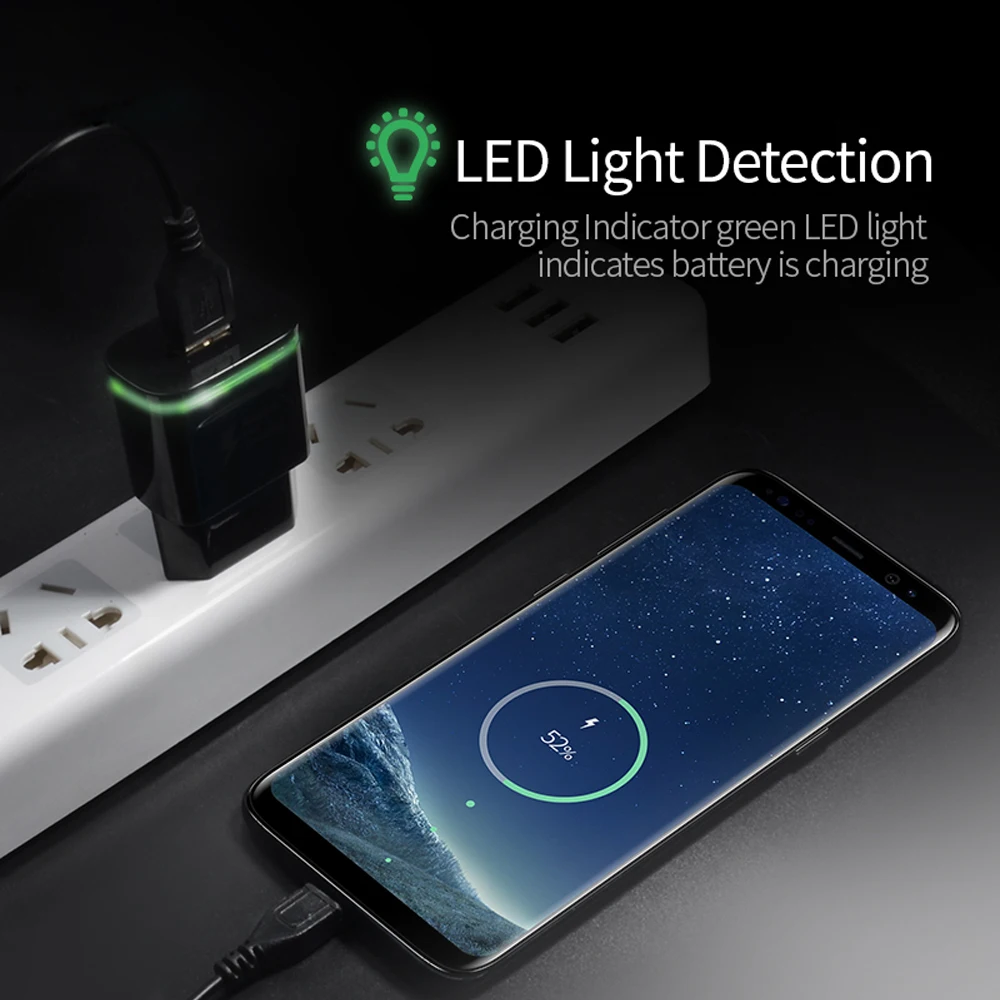 Штепсельная вилка ЕС 1 порт светодиодный легкое зарядное устройство usb 5 в 2A