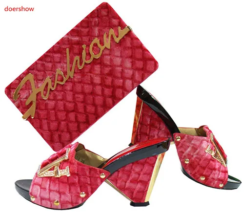 Doershow подходящие итальянские туфли и сумки украшенные стразы нигерийские