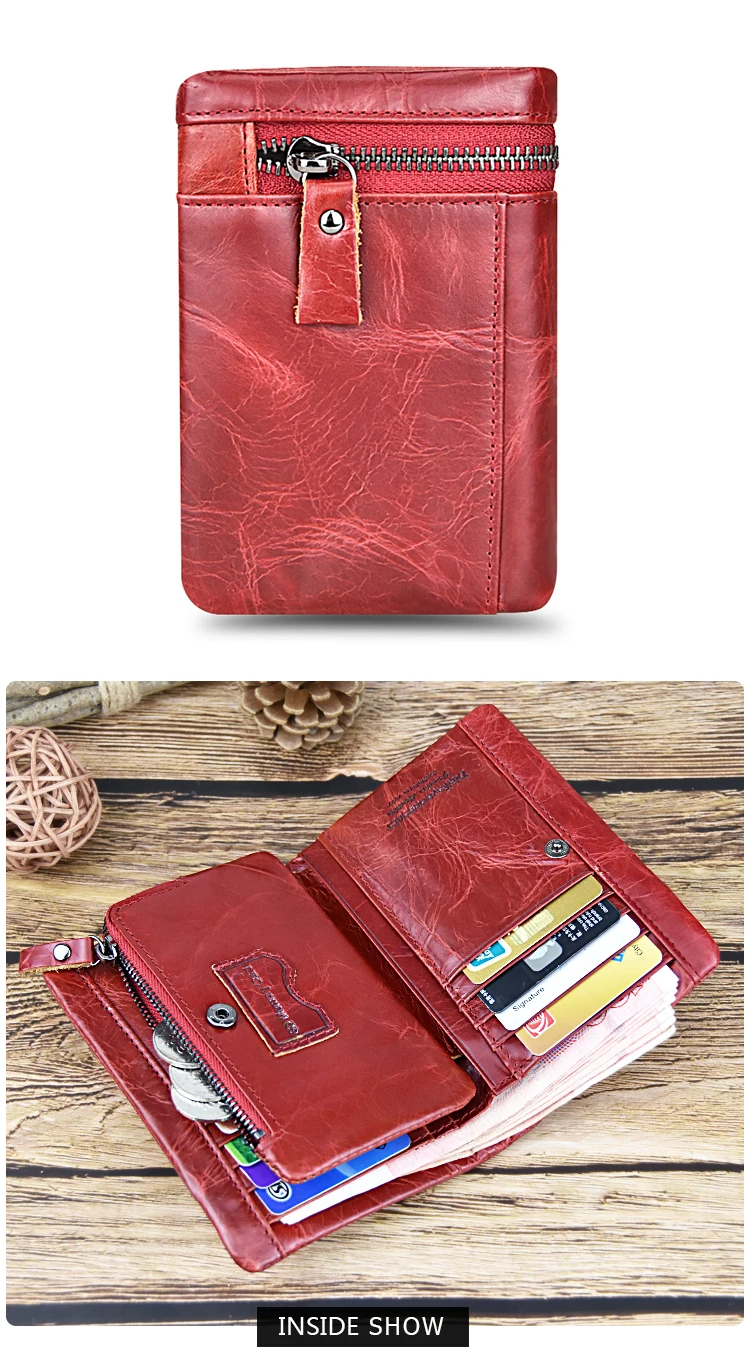 DICIHAYA, женский кожаный кошелек, вместительный держатель для карт, кошелек на молнии, брендовый красный кошелек, сумочка для монет, короткий женский кошелек из натуральной кожи