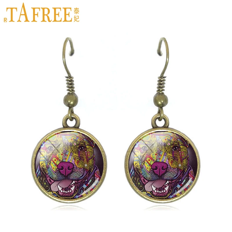 TAFREE 2017 Французские бульдоги Мопсы собака Висячие серьги милая красочная кошка