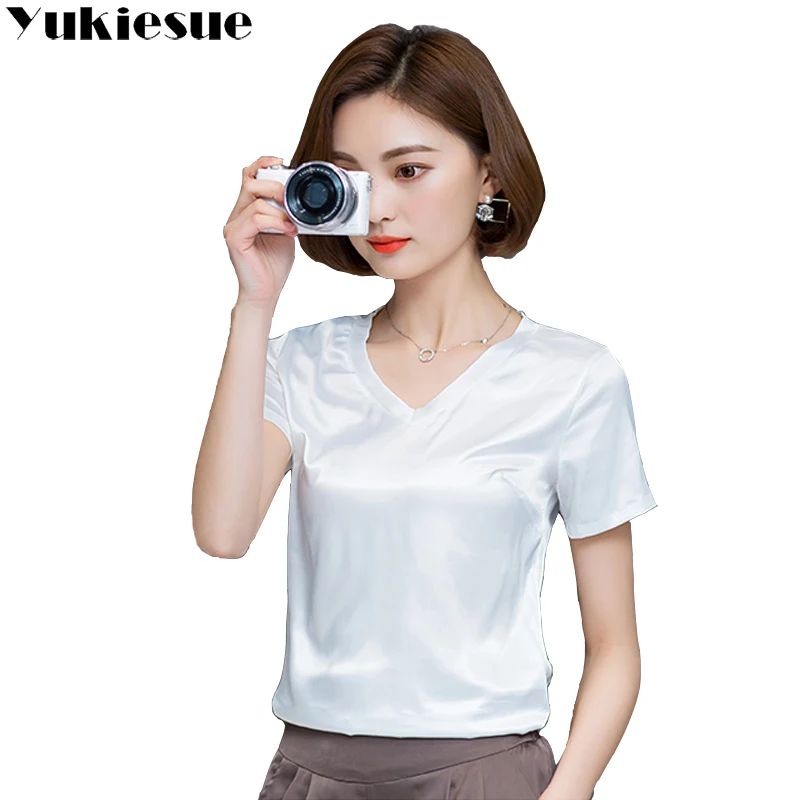 Летняя женская футболка s Модные свободные шелковые шифоновые топы футболки с