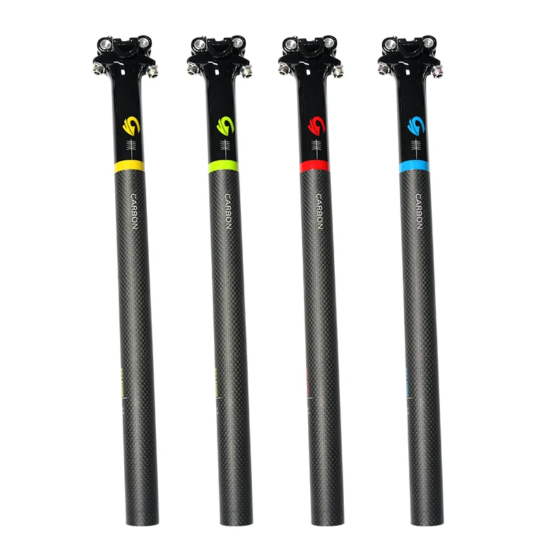 

ASIAOCM Bicycle Seat Post Full Carbon Fibre Mountain Road Bike Seatpost Alloy Head Bicycle Parts 27.2/30.8/31.6*350/400/450mm