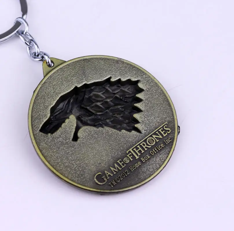 Игра престолов Shield Keychain Волчья Голова Логотип дом Старков Высокое качество макси брелок Для мужчин автомобильные аксессуары Волчья Голова брелоки