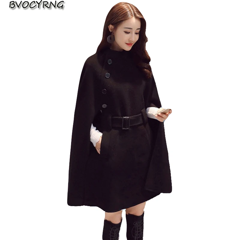 

fashion Cloak coat women spring and autumn and winter woolen coat female Korea mid-length jacket 2018 new women's shawl tops